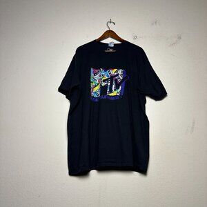 MTV Graphic T Shirt Men 3XL Black Short Sleeve Y2K 2000s Abstract Indie Rap